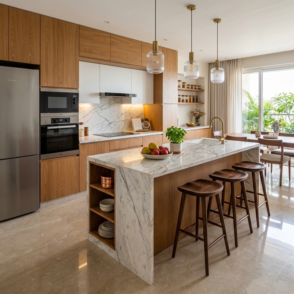 Island kitchen with premium cabinets